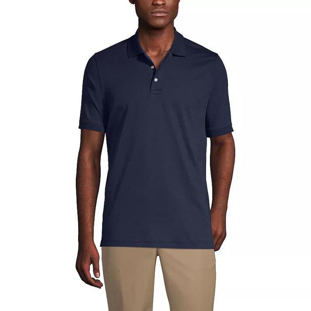 Mens Lands End Short Sleeve Interlock Polo Shirt Classic Blue Product Image