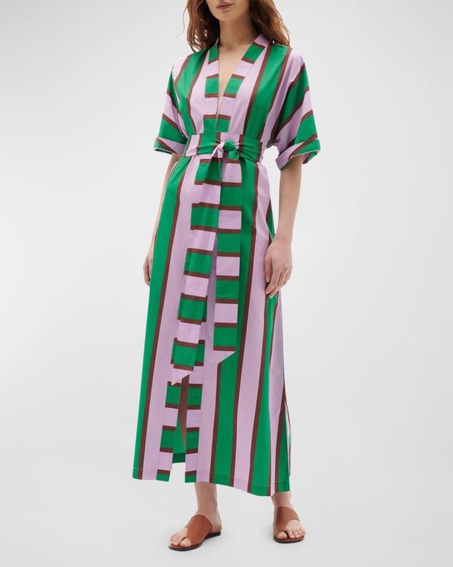 Adalaide Striped Short-Sleeve Maxi Dress Product Image