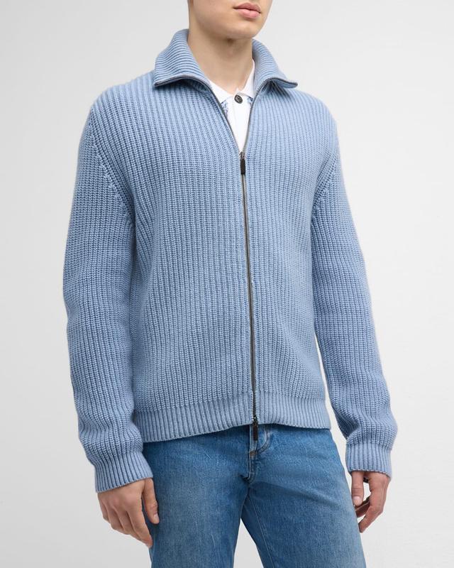 Mens Carino Stonewashed Cashmere Full-Zip Sweater Product Image