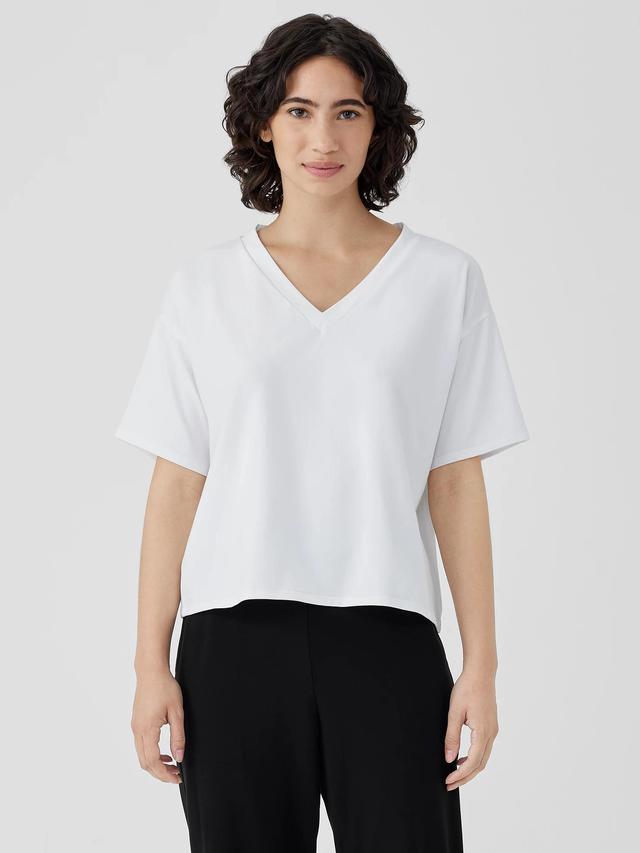 EILEEN FISHER Pima Cotton Stretch Jersey V-Neck Teefemale Product Image