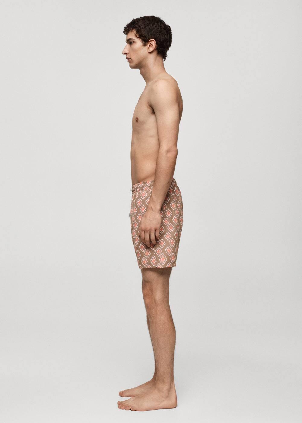 Geometric-print swimsuit - Men | MANGO USA Product Image