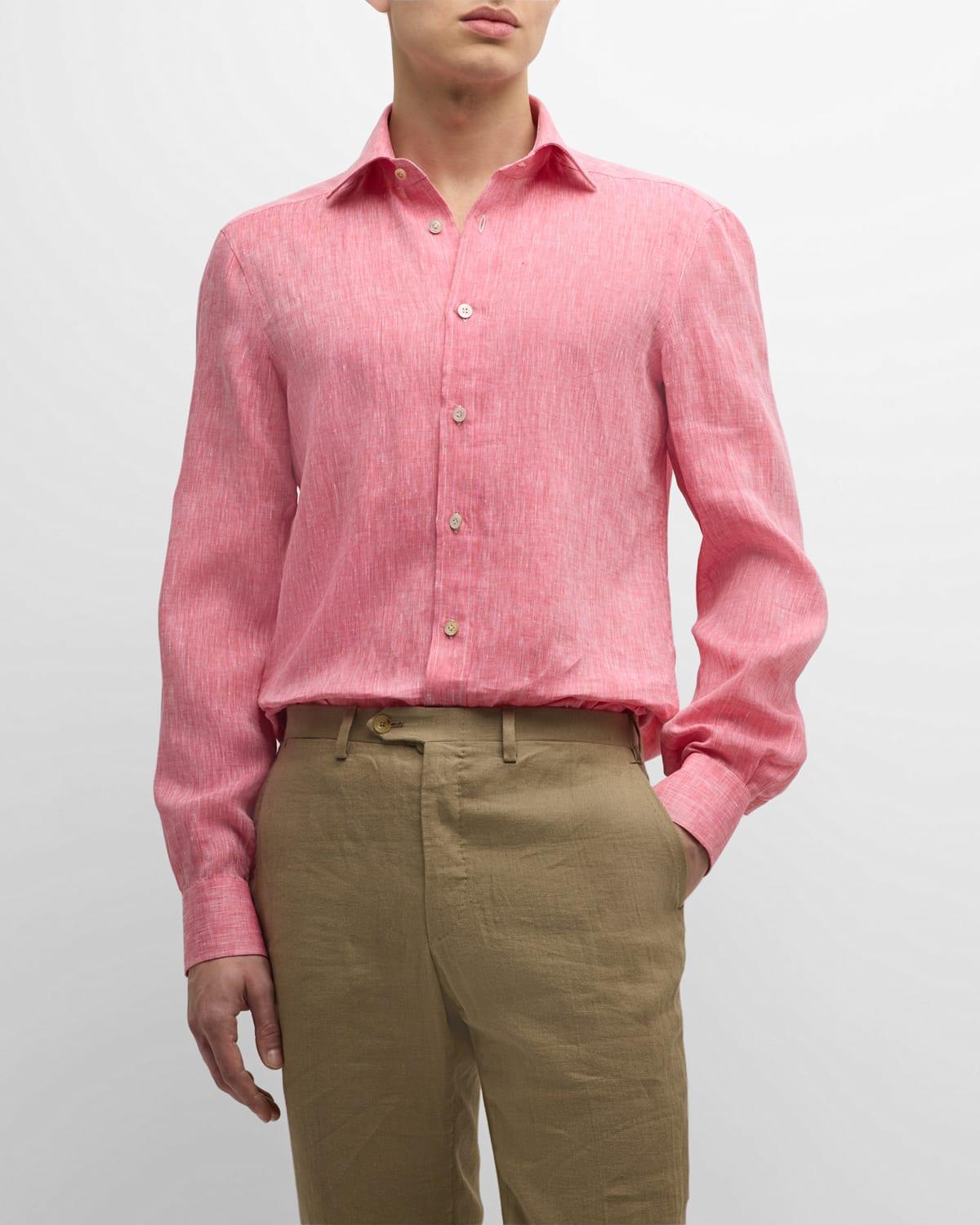 Mens Solid Linen Sport Shirt Product Image