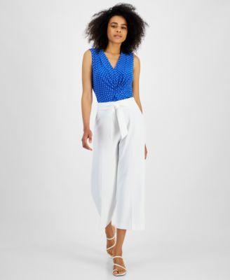 Petite Twisted Top & Tie-Waist Pants Product Image