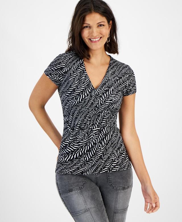 I.n.c. International Concepts Womens Printed V-Neck Top, Created for Macys Product Image