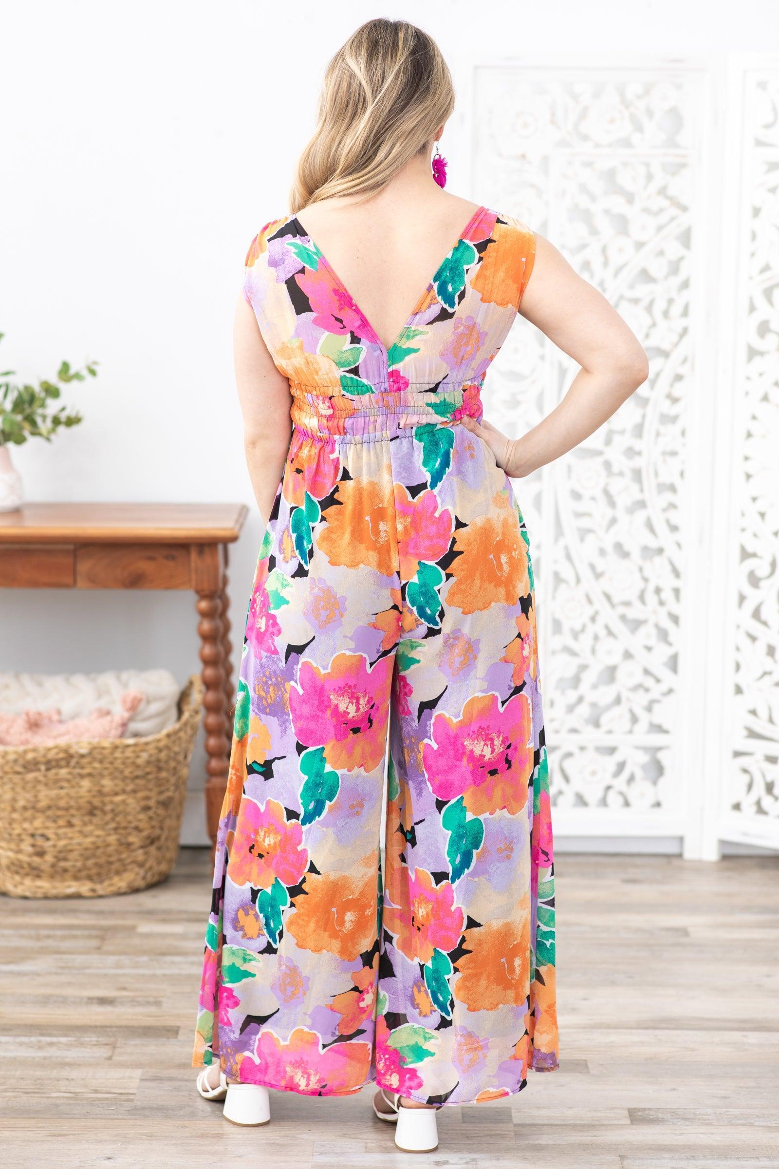 Pink Multi Floral Print Chiffon Jumpsuit Product Image