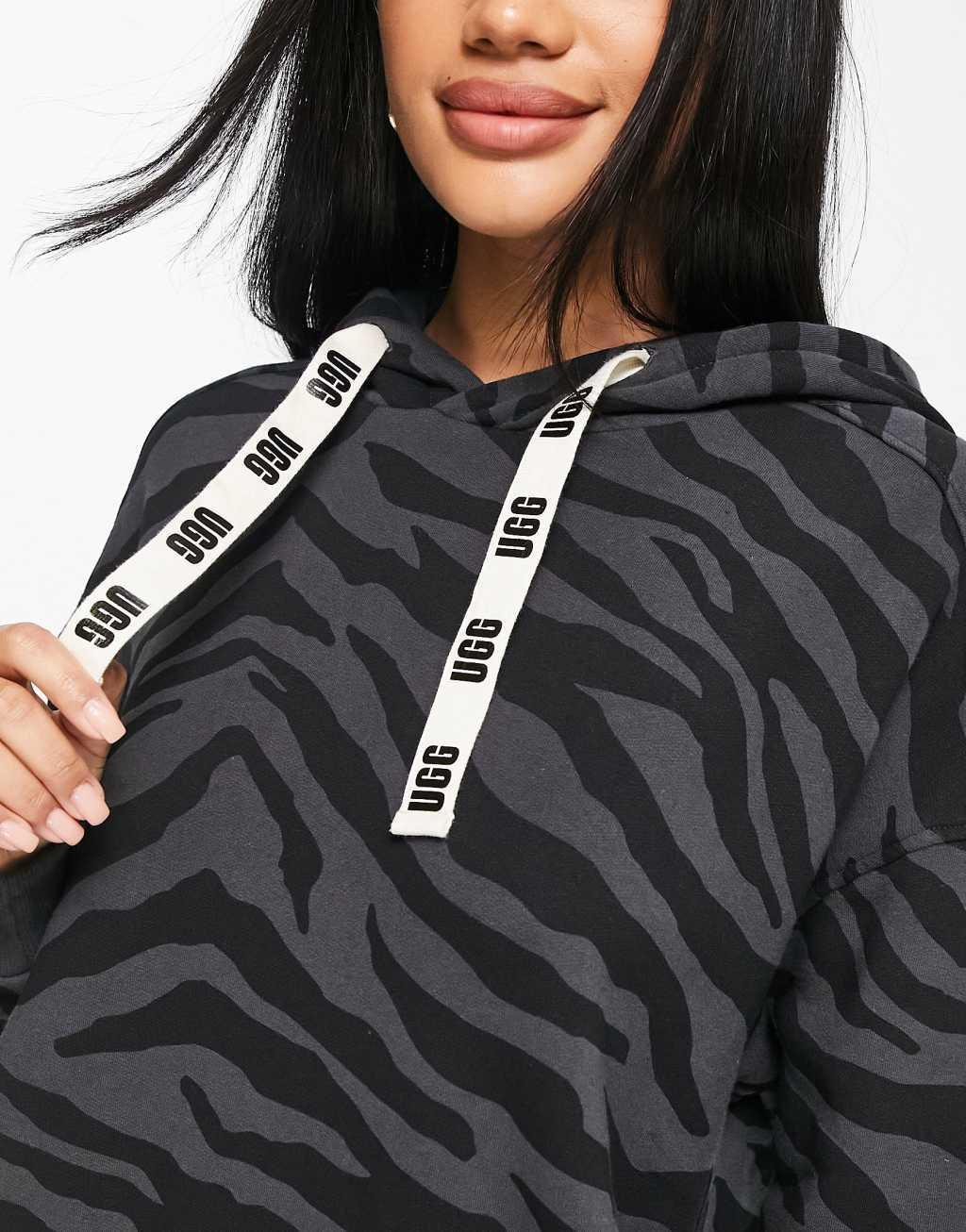 UGG Aderyn hoodie dress in black zebra Product Image