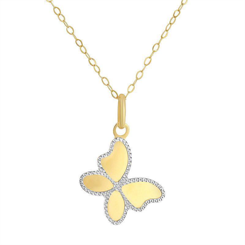 Taylor Grace Two-Tone 10k Gold Butterfly Pendant Necklace, Womens 10k 2 Tone Product Image