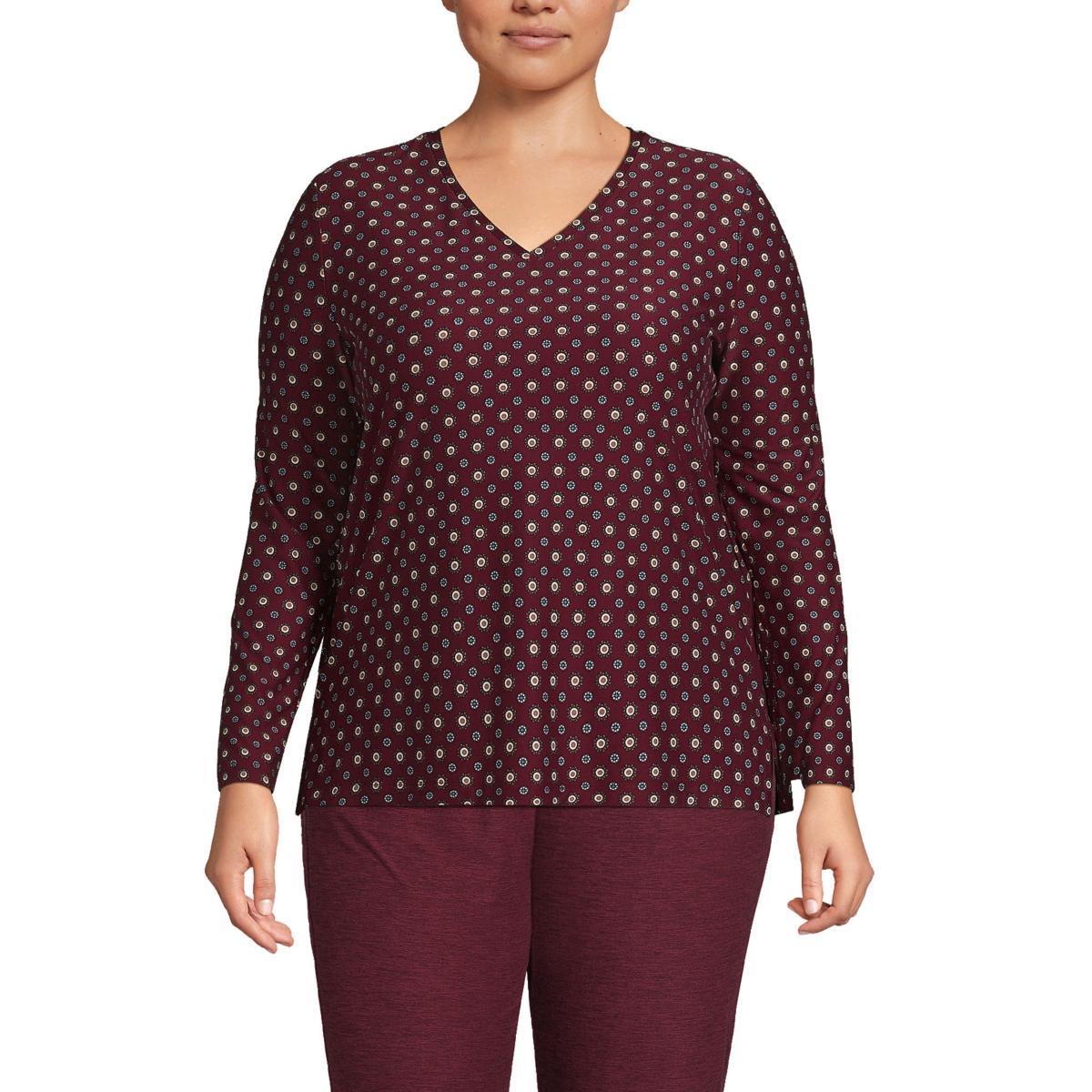 Lands End Womens Long Sleeve Performance V-Neck Top Product Image