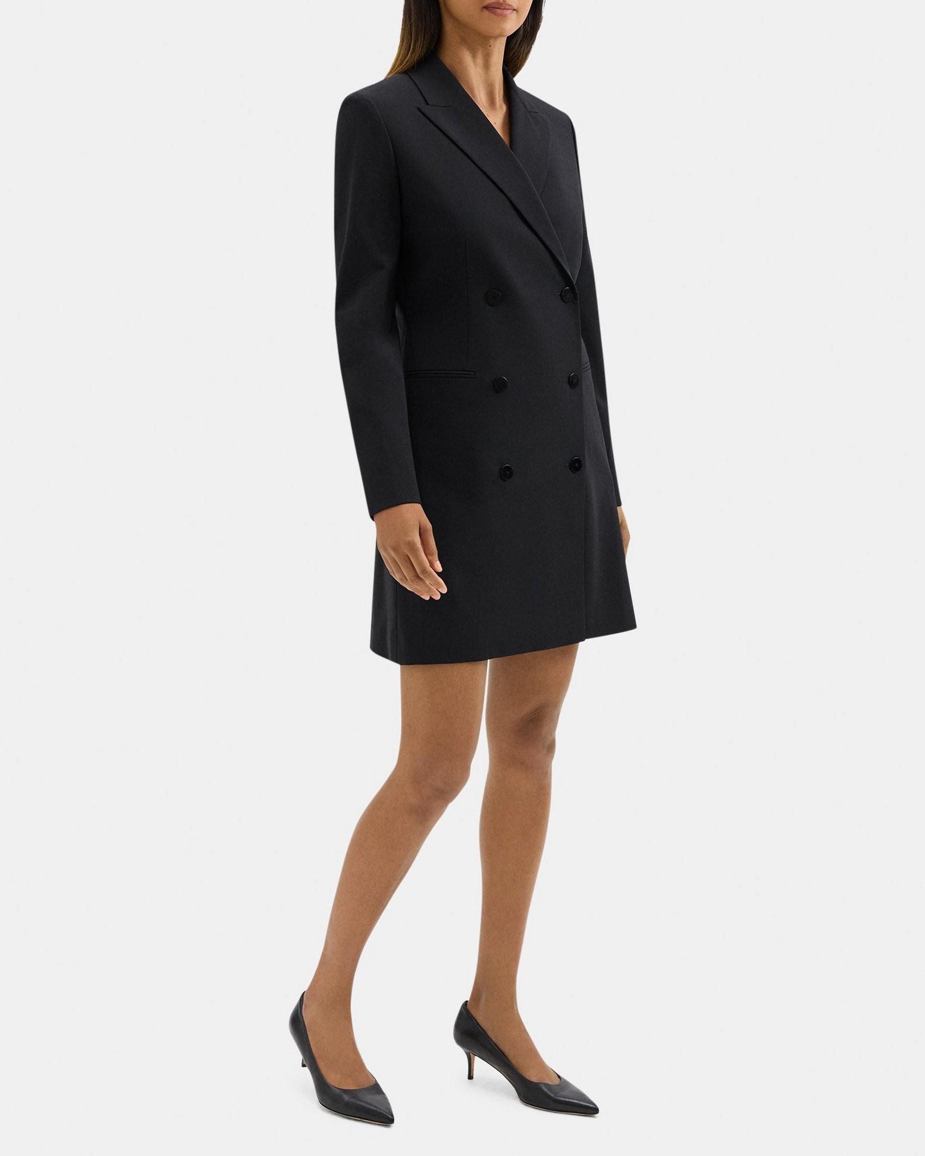 Double-Breasted Blazer Dress in Sevona Stretch Wool Product Image