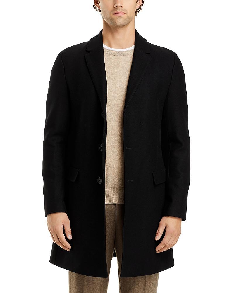 Hugo by Hugo Boss Mens Slim-Fit Wool Classic Black Overcoat Product Image