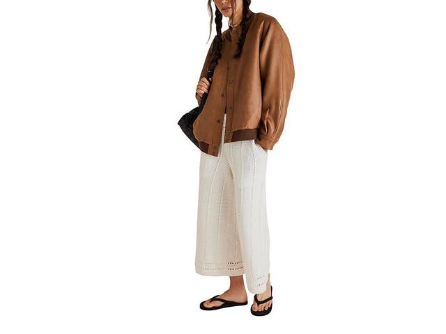 Free People Wild Rose Suede Bomber (Chestnut Combo) Women's Clothing Product Image