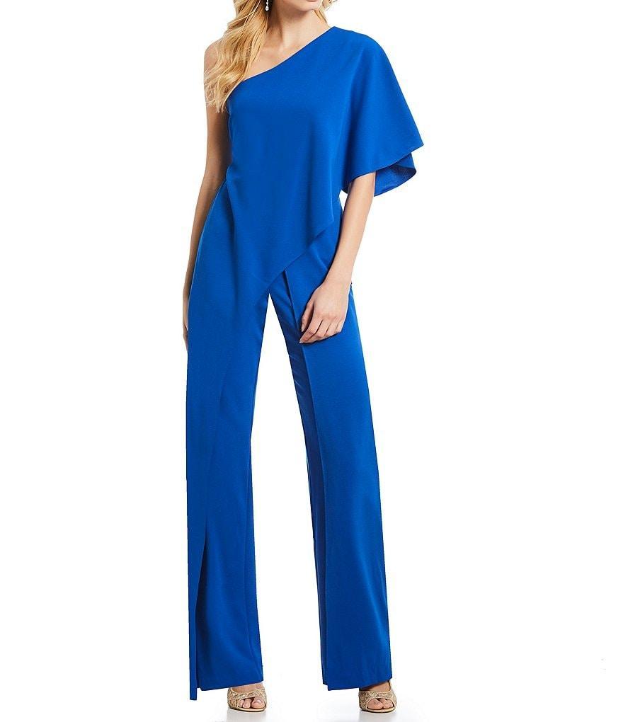 Adrianna Papell Stretch One Shoulder Short Flutter Sleeve Jumpsuit Product Image