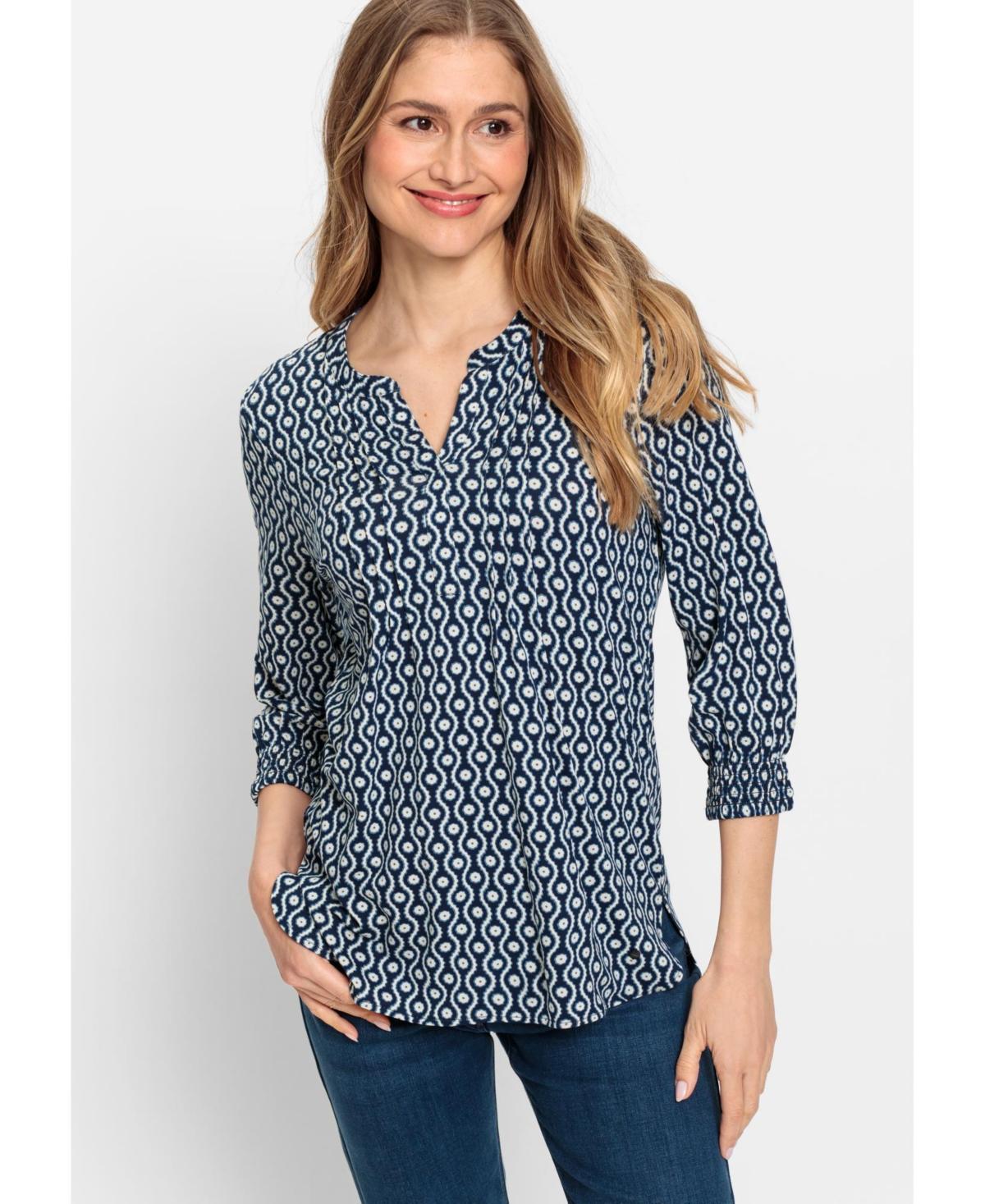 Olsen Womens 3/4 Sleeve Geo Print Tunic T-Shirt Product Image