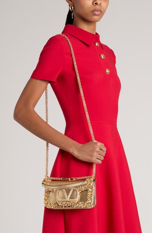 Small Leather Embellished Loco Shoulder Bag In Gold Product Image