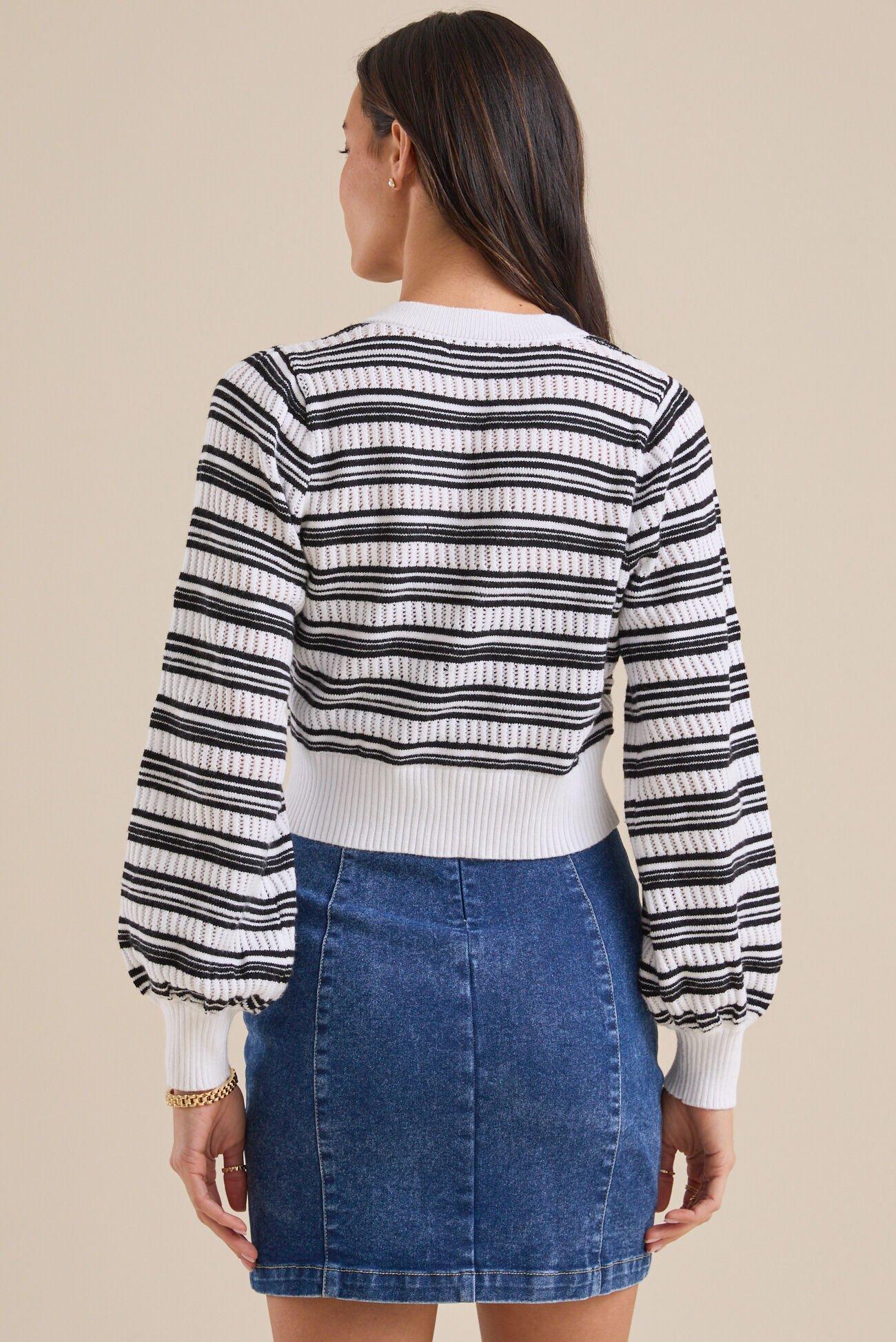 Leslie Double Bow Stripe Cardigan Product Image