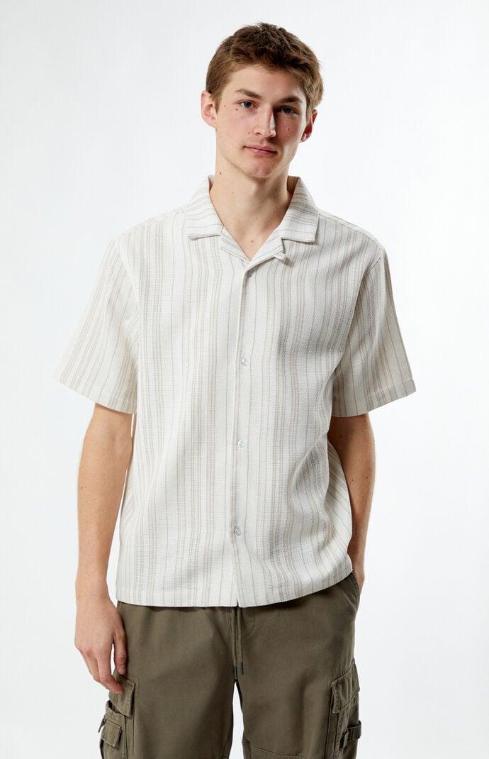 Men's Weave Stripe Woven Camp Shirt Product Image