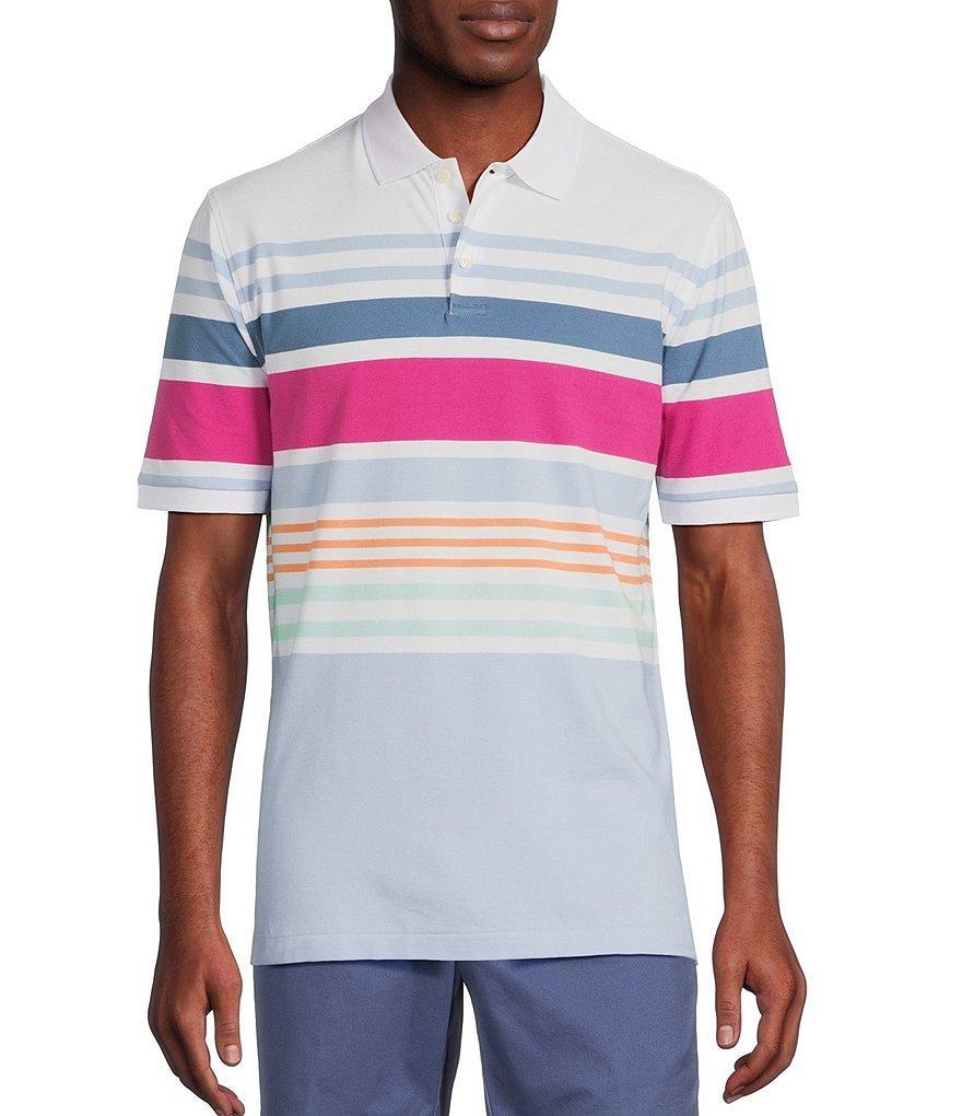 Cremieux Blue Label Classic Fit Multi Stripe Pique Short Sleeve Polo Shirt Product Image