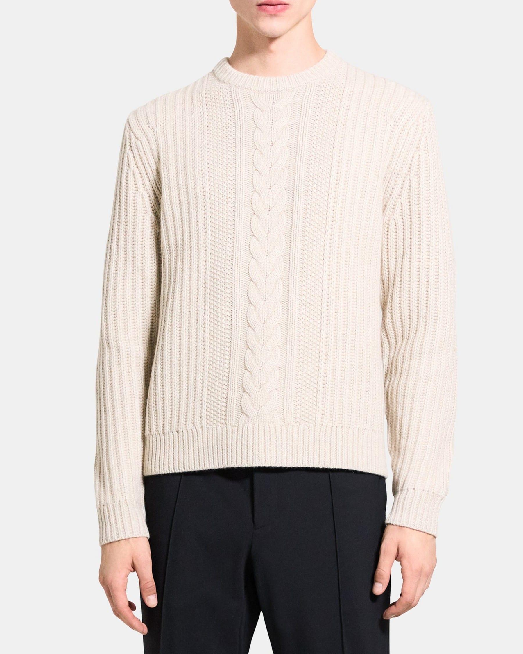 Crewneck Sweater in Cable Knit Product Image