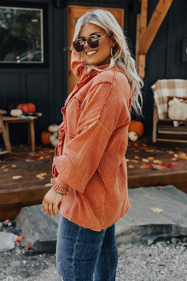 Autumn Brunch Button Up In Pumpkin Curves Product Image