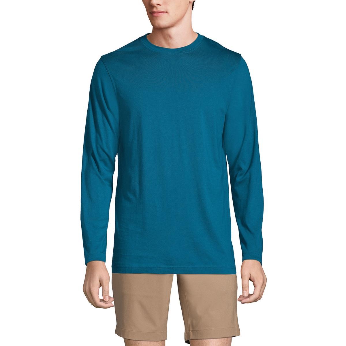 Big & Tall Lands End Supima Crewneck Tee, Mens Blue Product Image