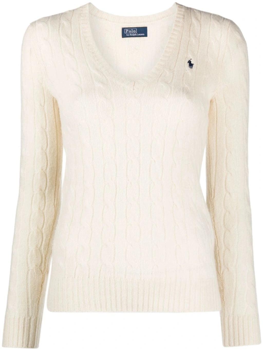 POLO RALPH LAUREN Kimberly Polo Pony Cable-knit Jumper In White Product Image