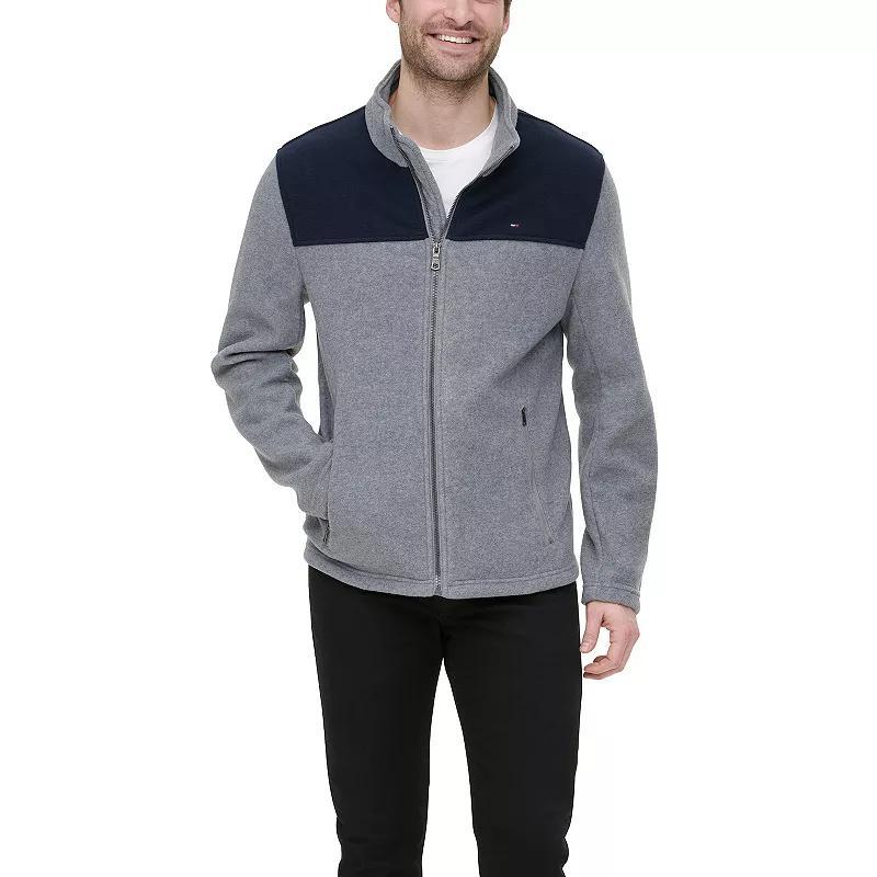 Mens Tommy Hilfiger Fleece Jacket Black Gray Product Image