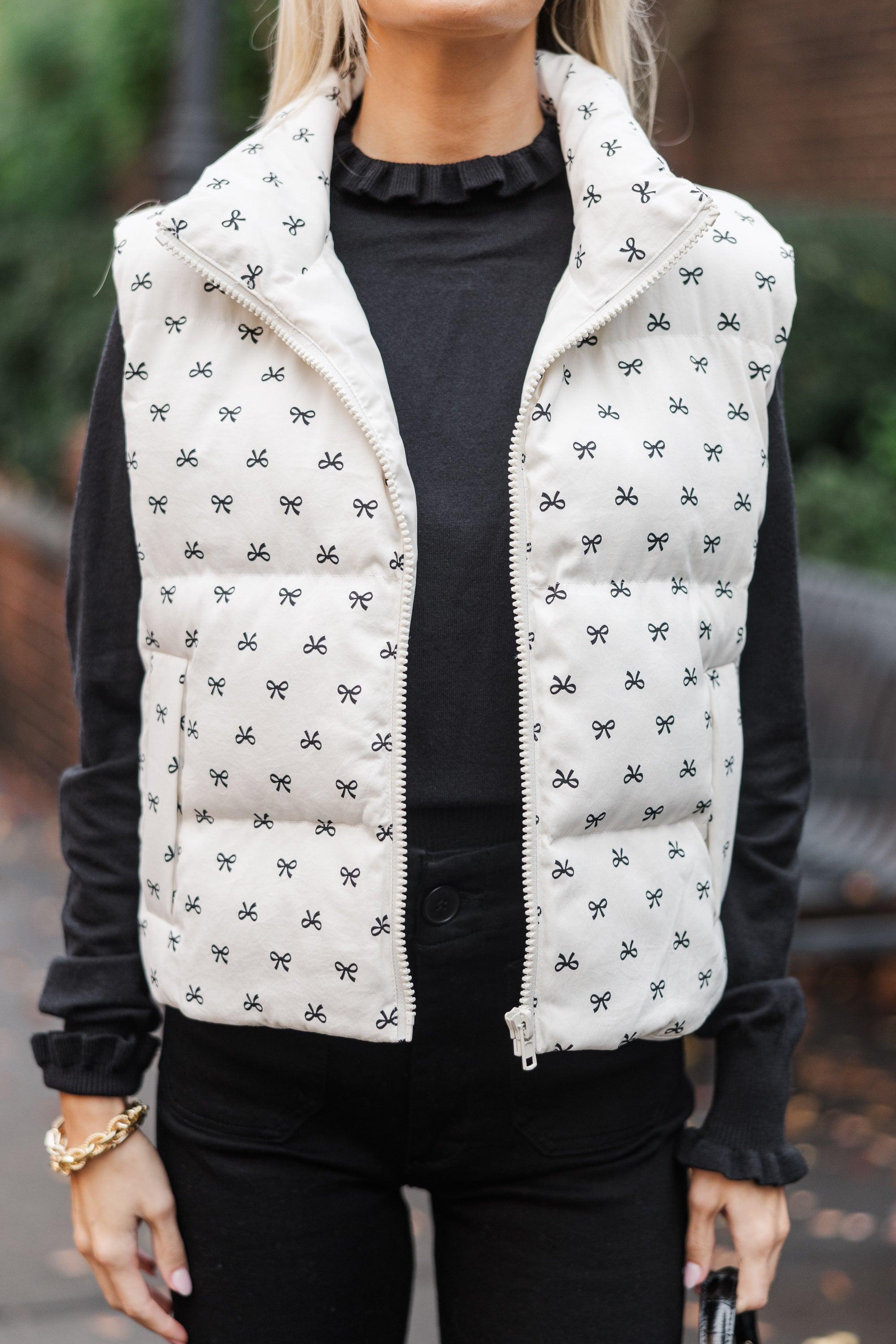 Keep It Going Cream Bow Print Vest Female Product Image