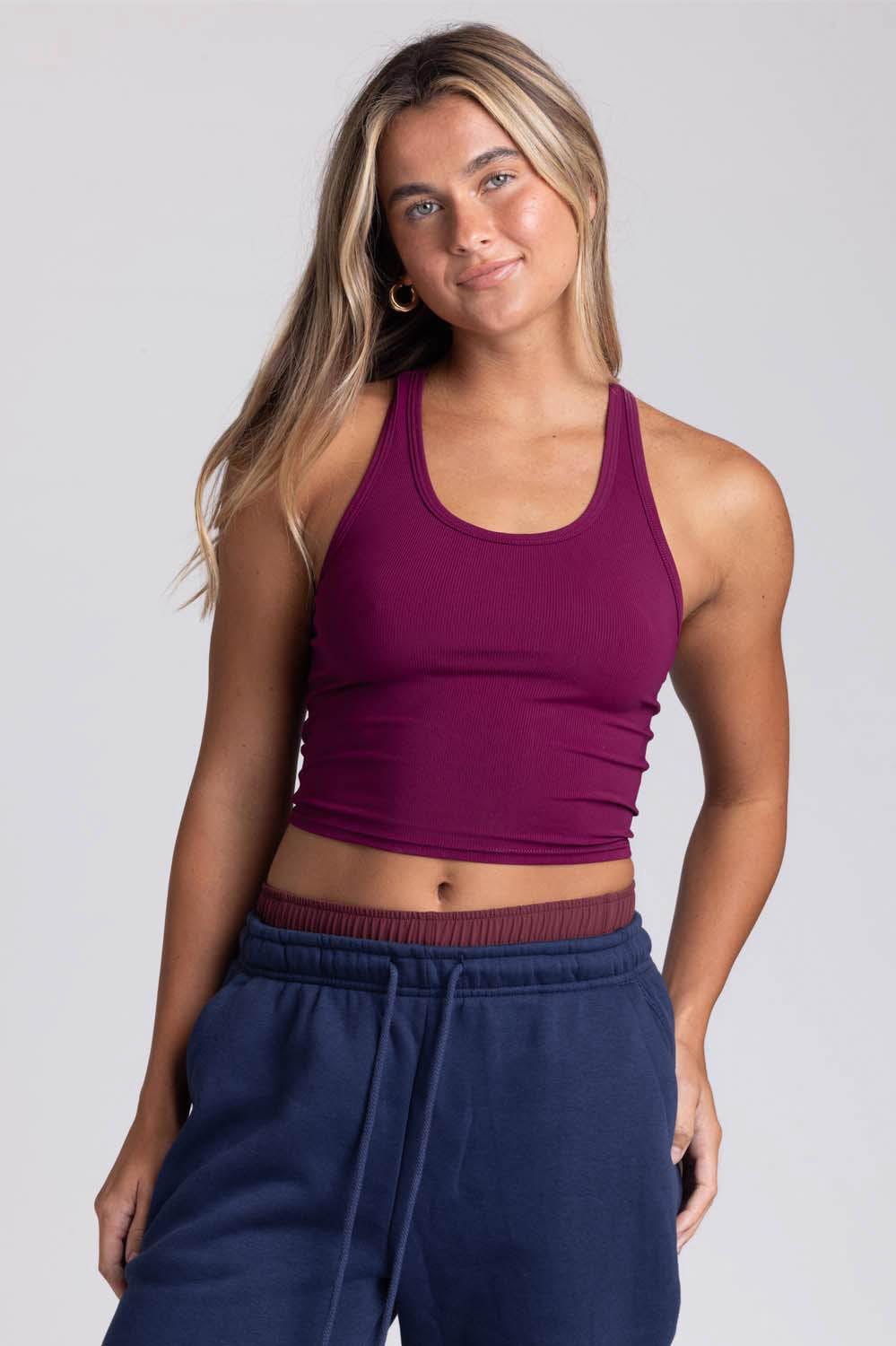 Rochelle Basic Crop Top - Cabernet Female Product Image