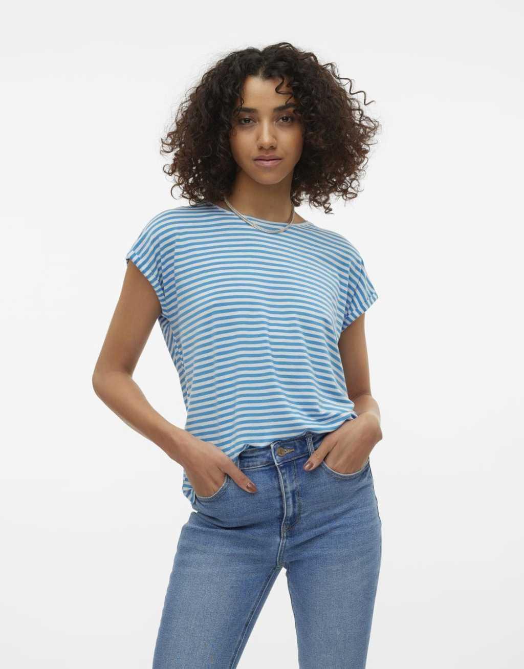 Vero Moda oversized t-shirt in blue stripe Product Image