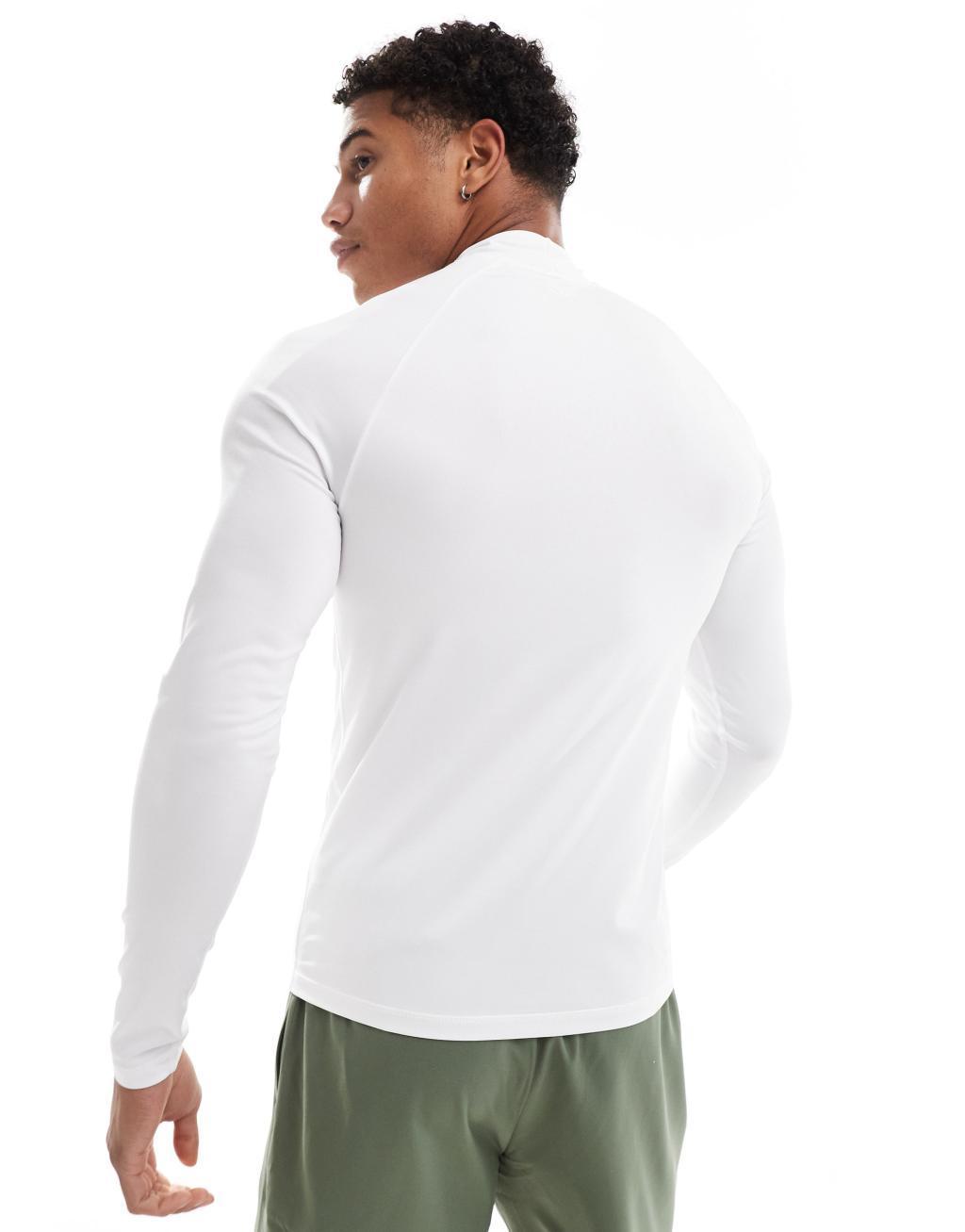 ASOS 4505 Icon training long sleeve muscle fit base layer with mock neck in white Product Image