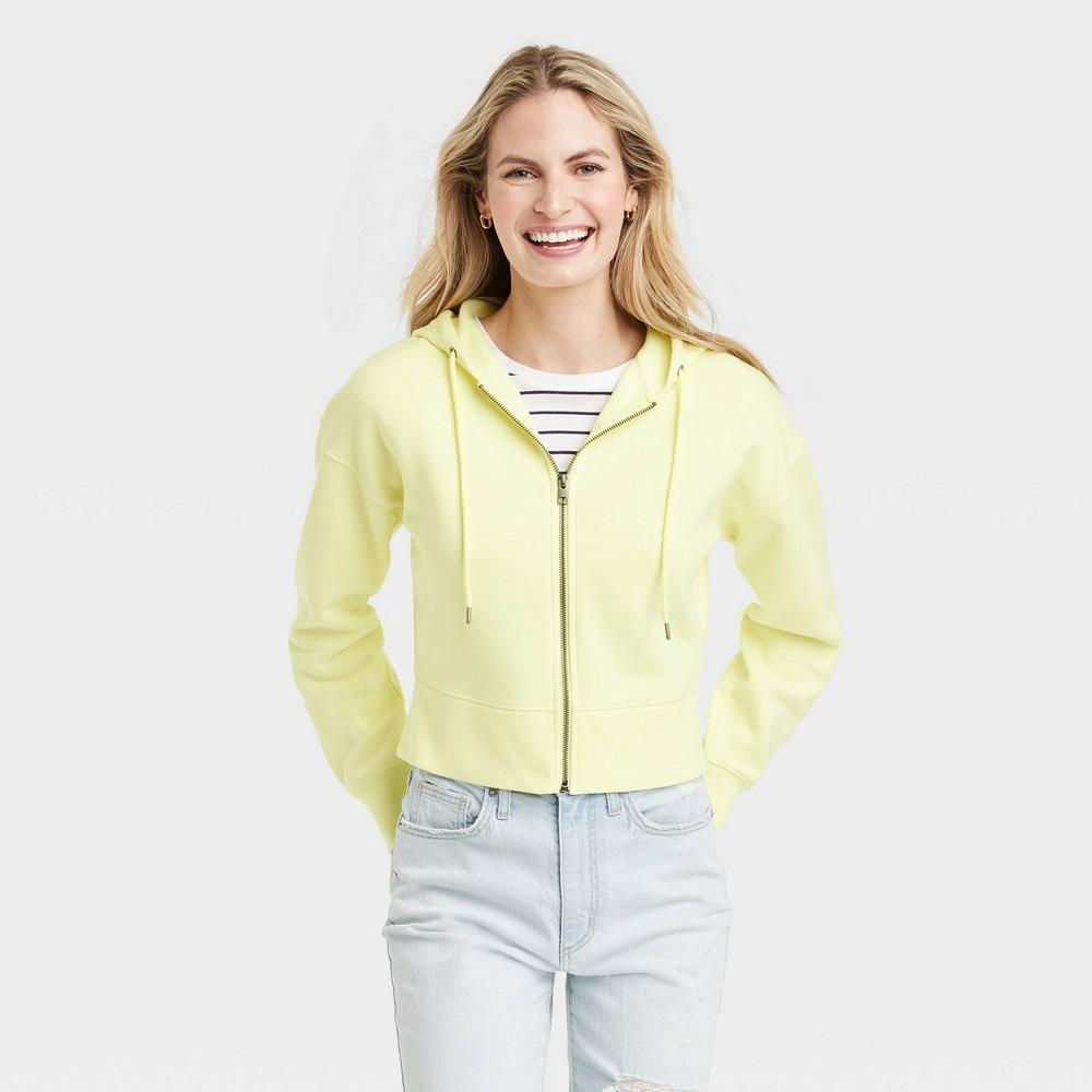 Womens Cropped Full Zip Hoodie Sweatshirt - Universal Thread Yellow Product Image