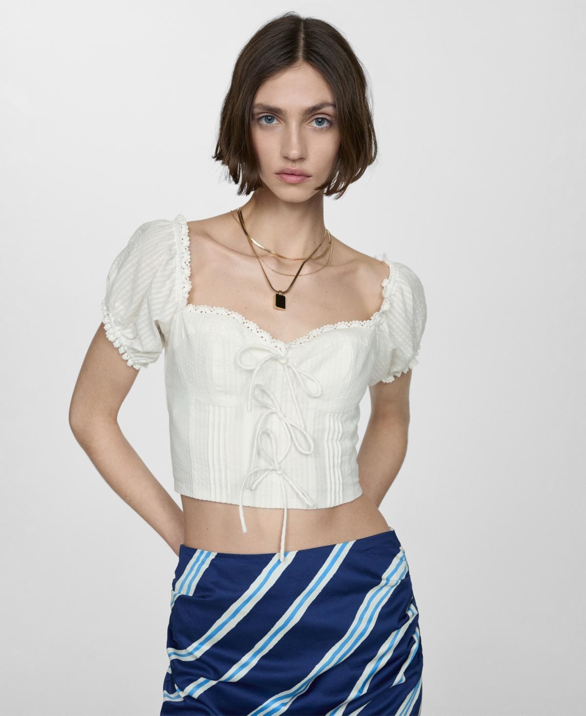 Mango Womens Bow Detail Crop Blouse product image