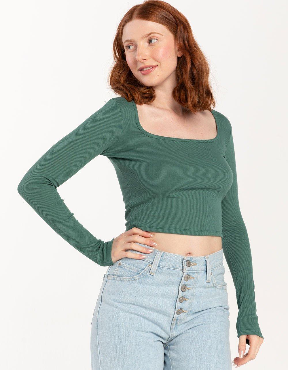 TILLYS Square Neck Womens Long Sleeve Top Product Image