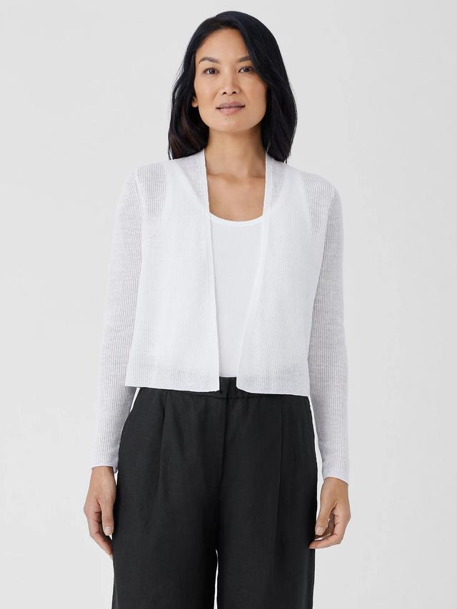 EILEEN FISHER Organic Linen Cotton Airy Tuck Cropped Cardiganfemale Product Image