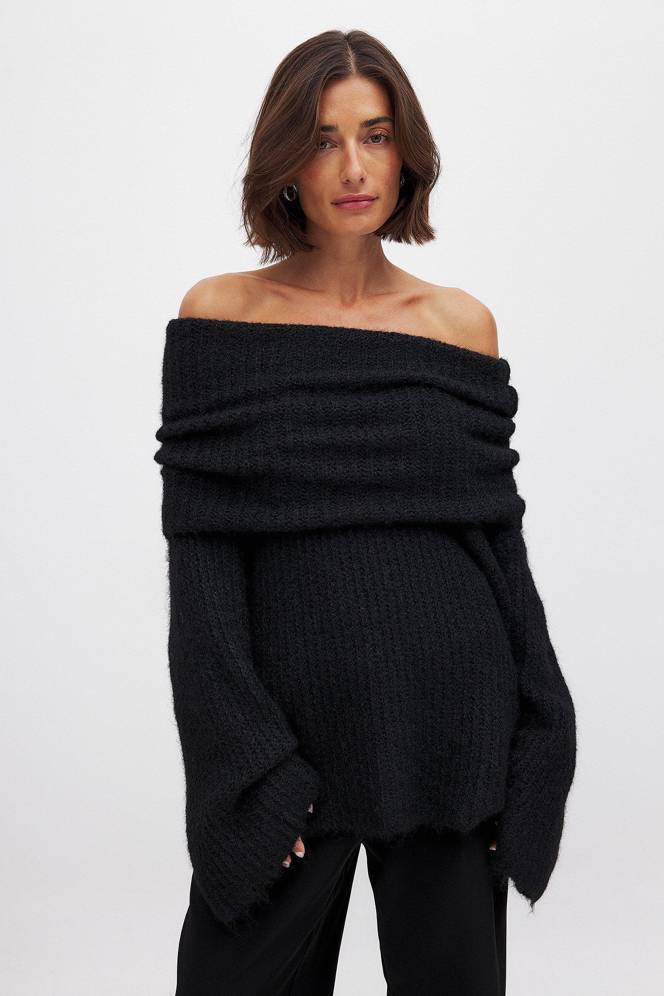 Oversized Off Shoulder Knitted Sweater product image