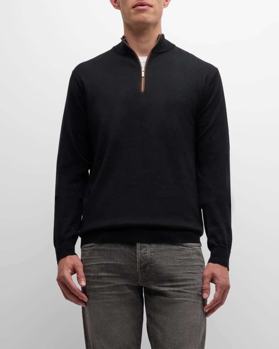 Mens Autumn Crest Suede-Trim Quarter-Zip Sweater Product Image