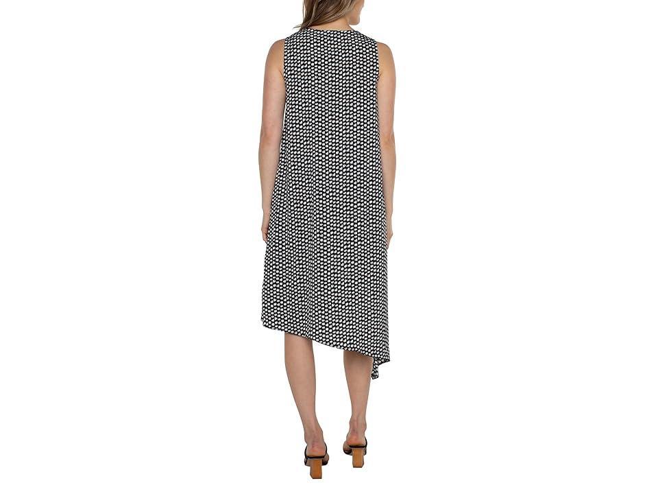 Liverpool Los Angeles Sleeveless U-Neck Dress with Asymmetric Hem White Dot) Women's Dress Product Image