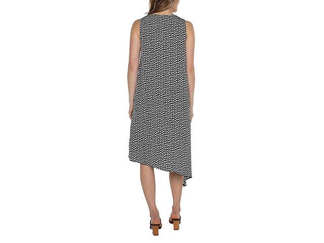 Liverpool Los Angeles Sleeveless U-Neck Dress with Asymmetric Hem White Dot) Women's Dress Product Image