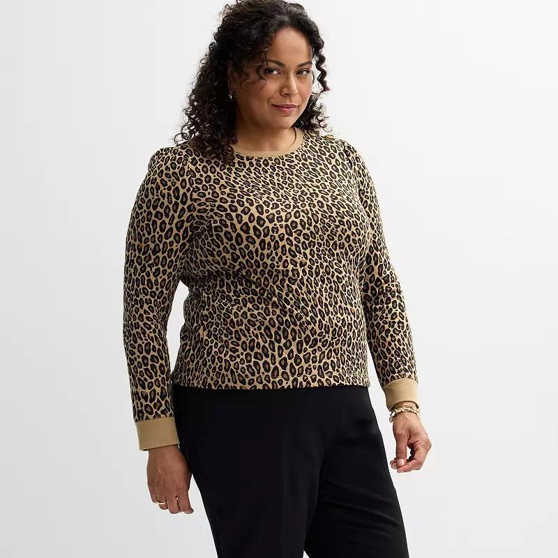 Plus Size Croft & Barrow Button Shoulder Sweatshirt, Womens Product Image