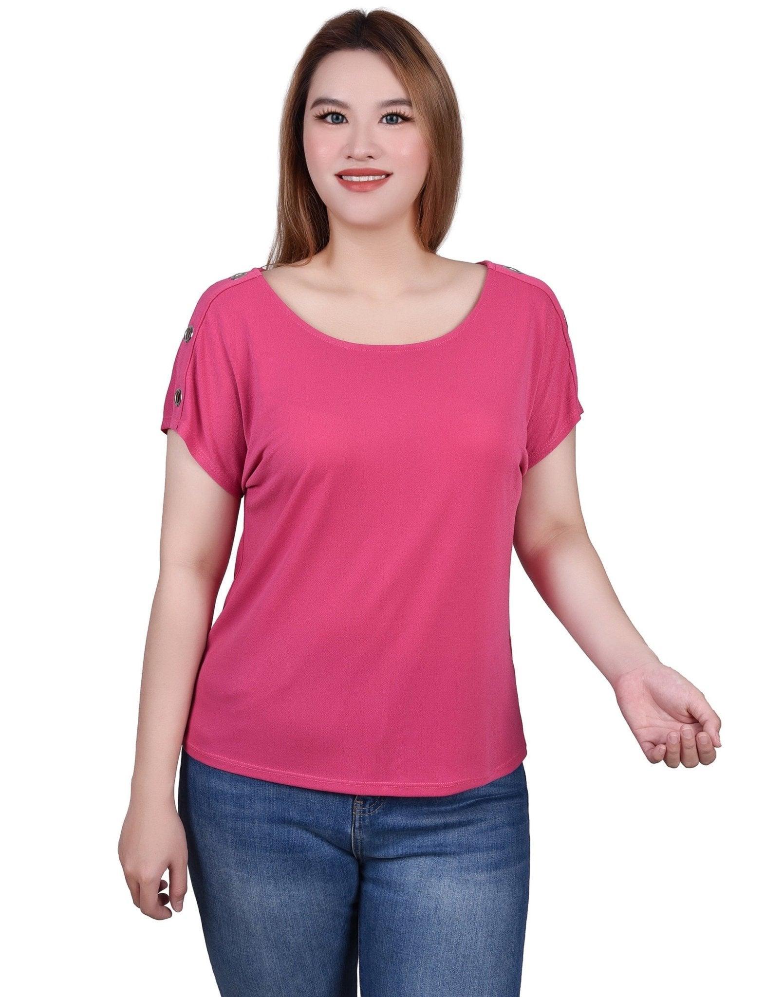 Short Sleeve Extended Sleeve Tunic Top - Petite Product Image