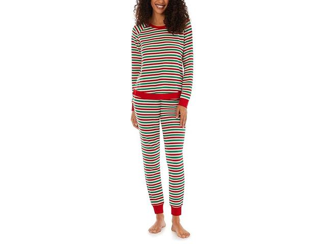 Pajamarama Team ELF Long PJ Set (Red/Green/White Stripe) Women's Pajama Sets Product Image