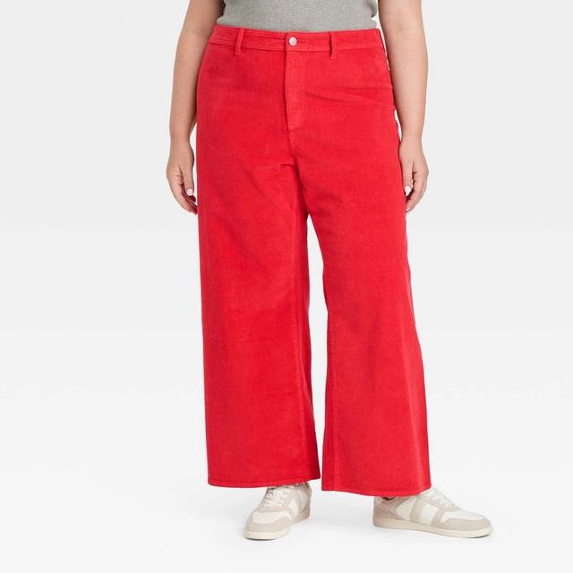 Womens High-Rise Sailor Wide Leg Ankle Jeans - Universal Thread Red 18 Product Image