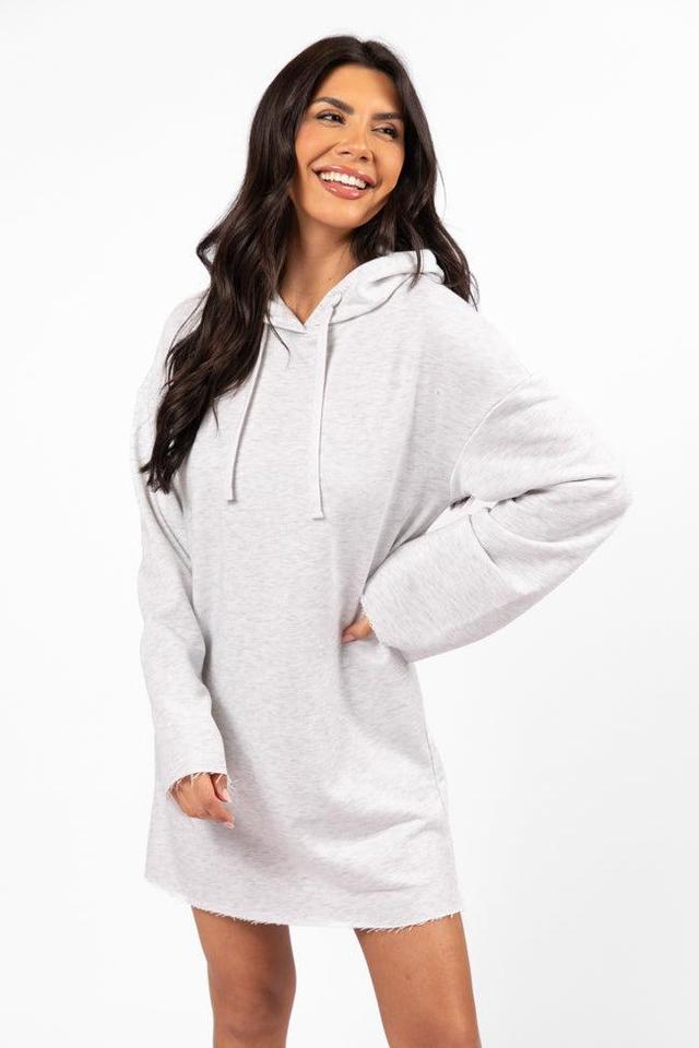 Keep On Heather Grey Hoodie Style Knit Dress Product Image