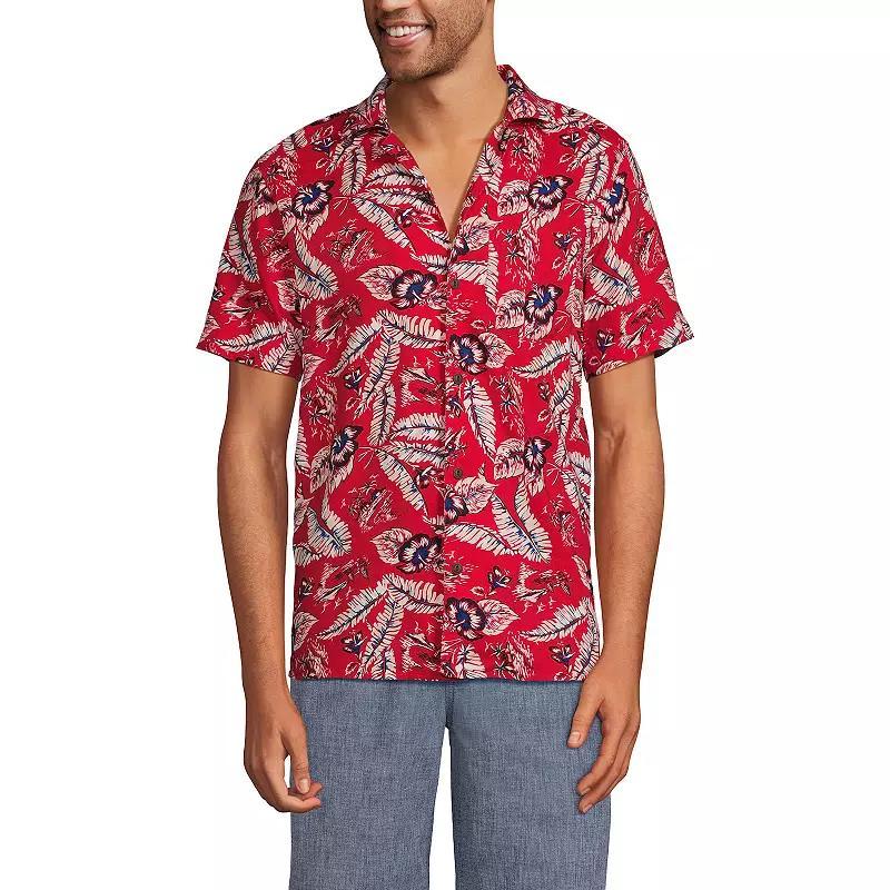 Lands' End Men's Lands' End Traditional-Fit Hawaiian Button-Down Shirt, Size: Medium, Blue - Size: M Product Image