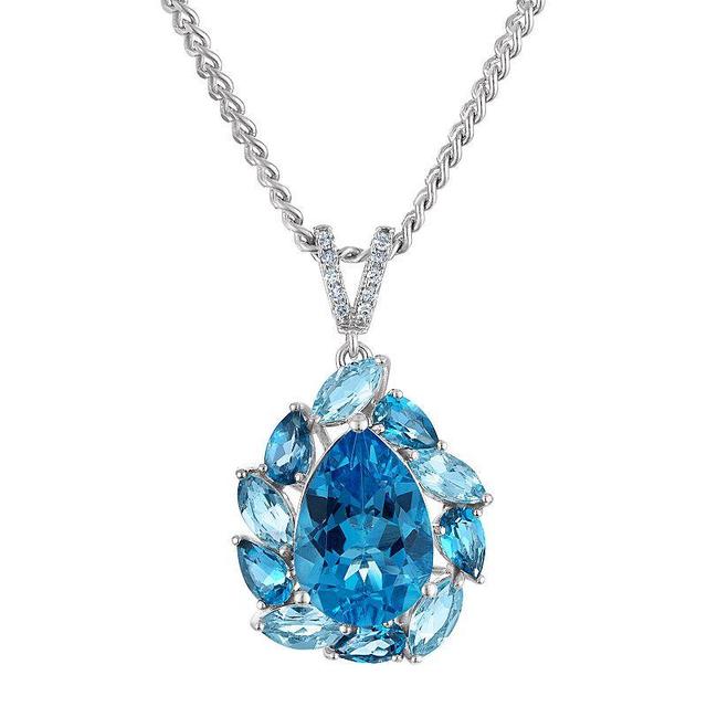 Tiara Sterling Silver Blue Topaz & Diamond Accent Pendant Necklace, Womens Product Image