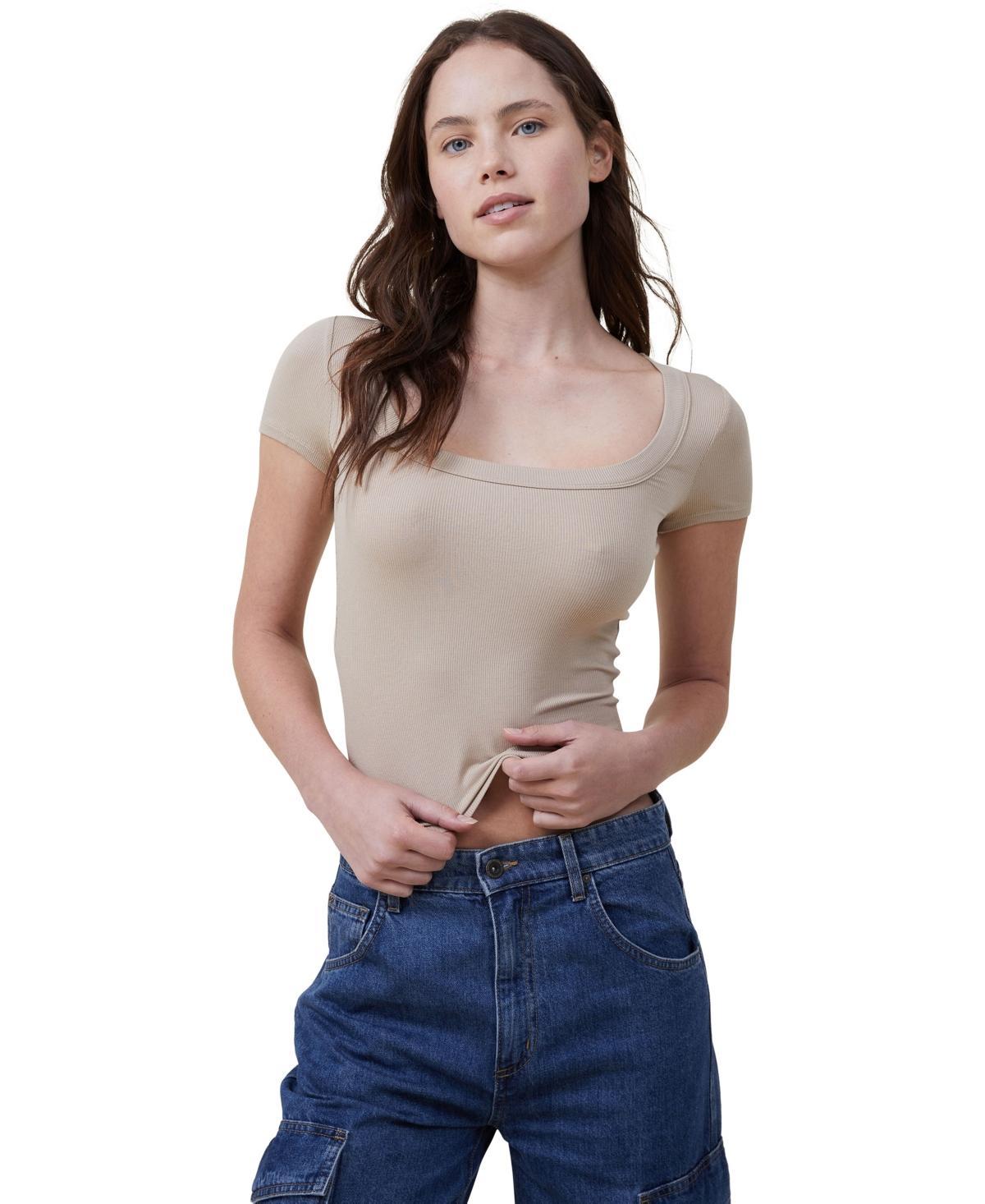 Cotton On Womens Staple Rib Scoop Neck Short Sleeve Top Product Image