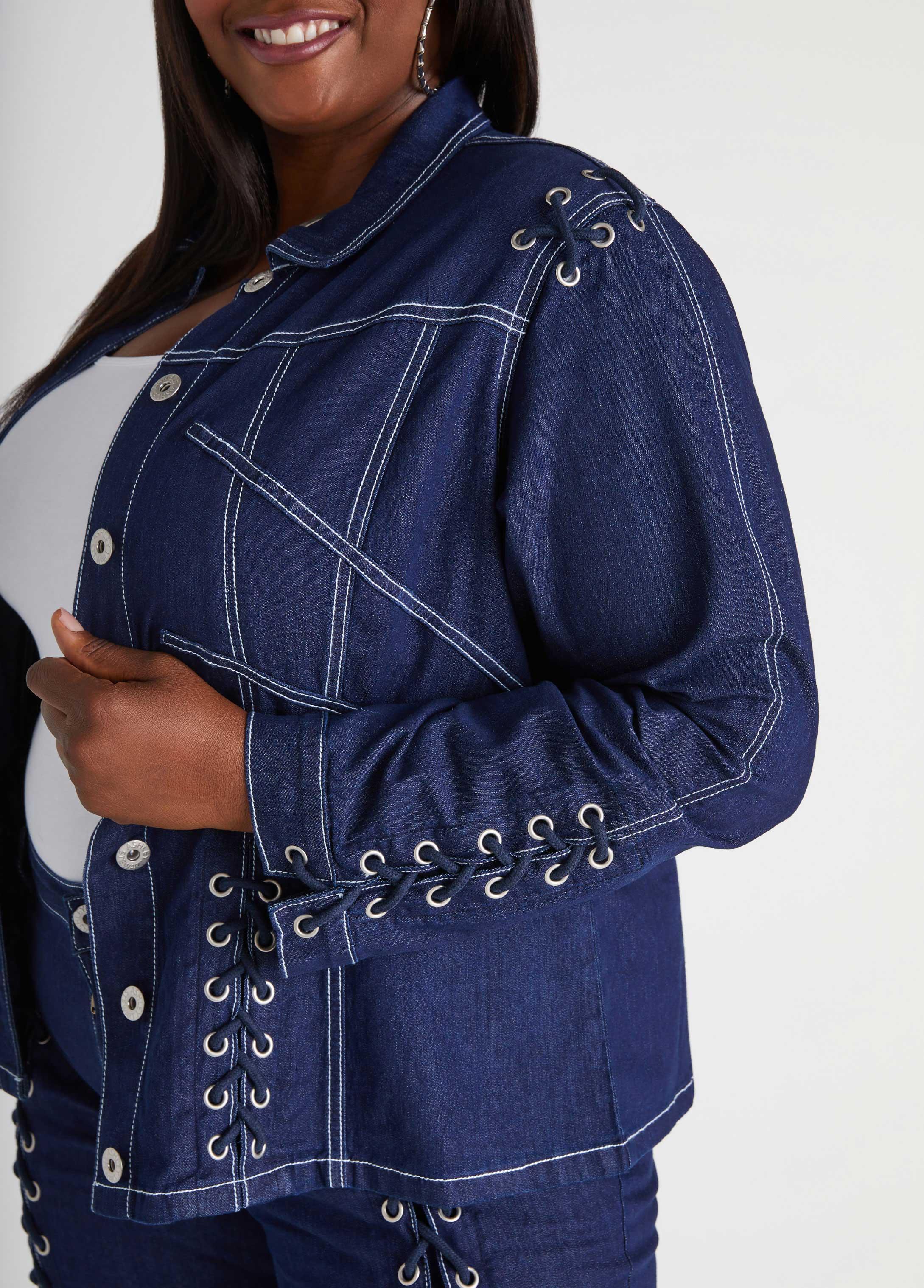 Lace Up Denim Jacket Product Image