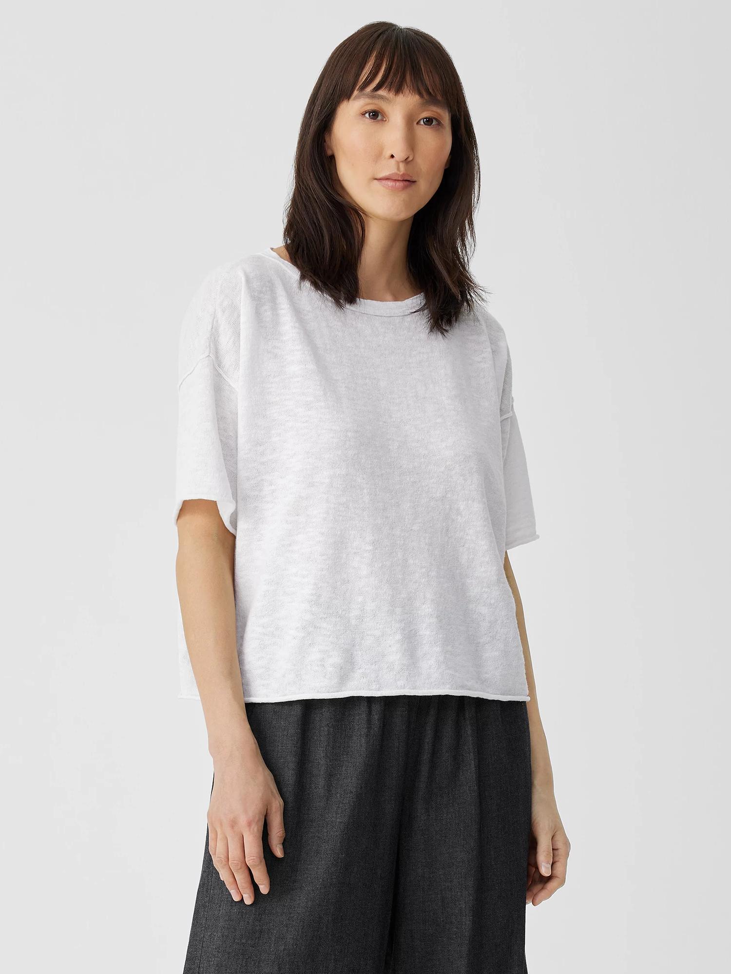 EILEEN FISHER Organic Linen Cotton Slub Bateau Neck Topfemale product image