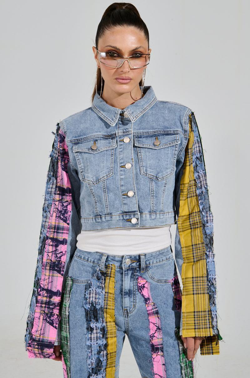 MAKING WAVES PATCHWORK DENIM JACKET Product Image