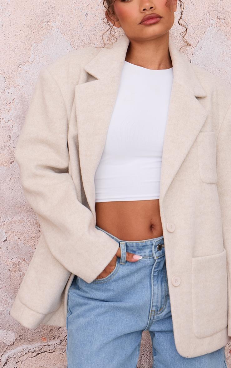 Petite Beige Oversized Longline Blazer Product Image